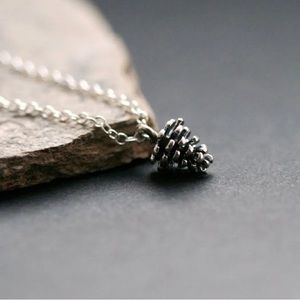 Silver Tone Pinecone Pendant Necklace